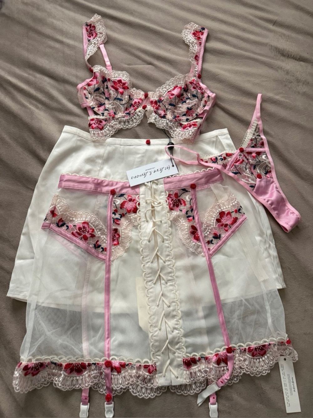 For Love And Lemons Floral Festival 4Pieces Set Size Small NWT